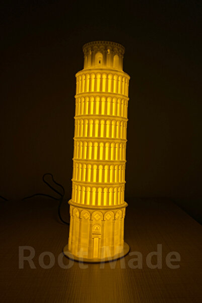 Root Made Pisa Kulesi Dekoratif Lamba 27 cm Ev Ofis Dekorasyon Konsol Lamba Gece Lambası