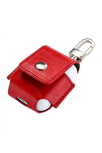 Generic Leather AirPods Protective Case Cover with Safety Ring RedCoverUnbrand
