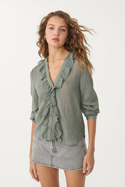 Stradivarius Flowing ruffled shirt