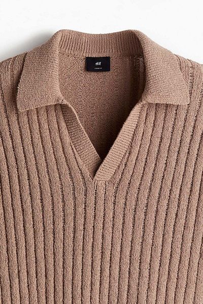 H&M Loose Fit Rib-knit polo shirt
