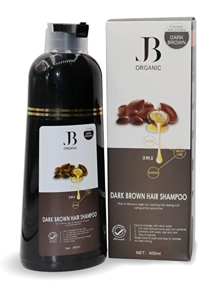 Generic شامبو صبغة الشعر JB 3 في 1 بزيت الأرغان، بني غامق، 400 مل