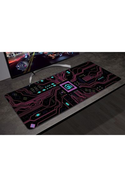 Gamertek Desk Mat 80x30 cm Circuit Hot Pink