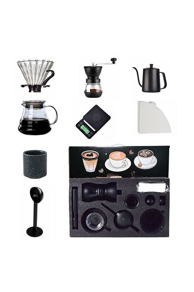 EqiEch V60 Coffee Maker Set,8 Piece Hand Drip Coffee Kit,Manual Pour Over Coffee Maker Set