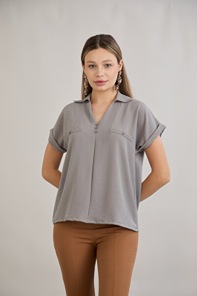 HOFY Μπλούζα με γιακά με κουμπιά