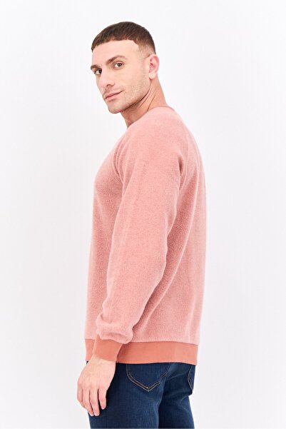 Feat Men Crew Neck Solid Long Sleeves Sweatshirt, Rust