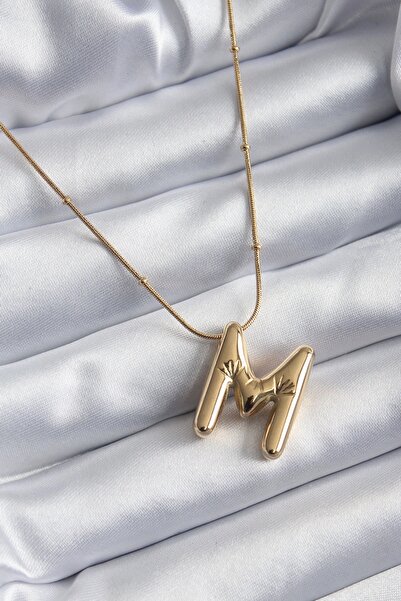 shopwave 316L Steel Gold Color Bubble "M" Letter Model Women's Necklace