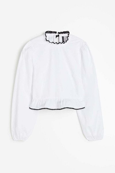 H&M Puff-sleeved peplum blouse