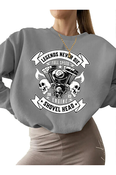 DogFish سويت شيرت نسائي سميك مطبوع عليه أساطير - رقبة دائرية، 3 خيوط مرتفعة