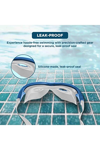 Endless Stylish Swimming Goggle with Anti-Fog & UV Protection | Blue | Silicon, PU | Leak Proof | One Size