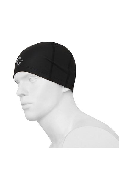 Nivia Uniswim Swimming Cap | Black | Universal |Silicone | Unisex | Hair Protection | Comfortable
