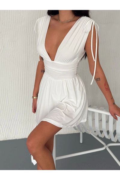 Moka Shopin Rochie MokaShopin cu bretele de frânghie - albă