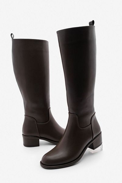 Marjin Levarin Brown Women's Heeled Boots - Side Zipper