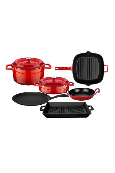 Lava Cast Iron 6X Trendy Series 8 Piece Cookware & Pans Set