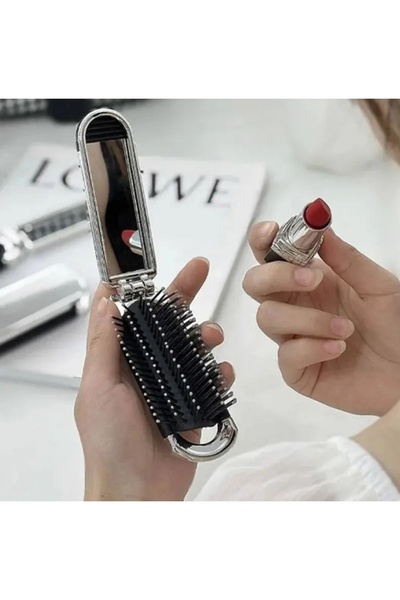 Arzu Güzel Cosmetics Seyahat Boy Çanta İçi Katlanabilir Saç Fırçası, ,Aynalı ...