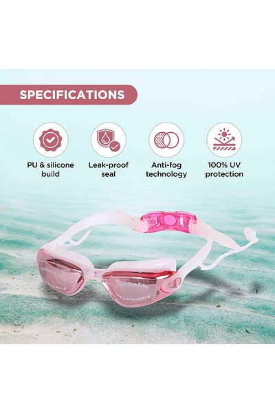 Endless Stylish Swimming Goggle with Anti-Fog & UV Protection | Leak Proof | Silver |Free Size| Silicon, PU