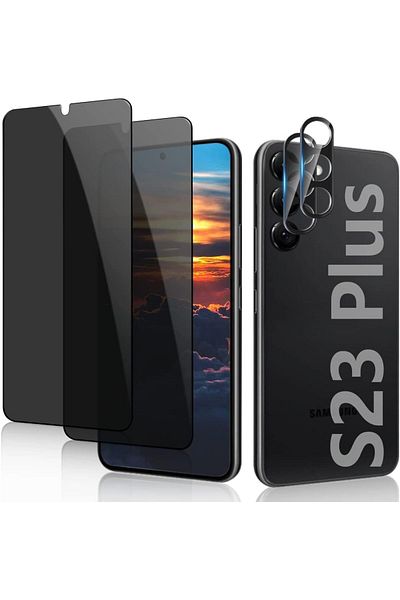 AWH [2+2 Pack] Samsung Galaxy S23 Plus Privacy Screen Protector & Glass Camera Lens Protector