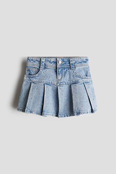 H&M تنورة جينز مطوية