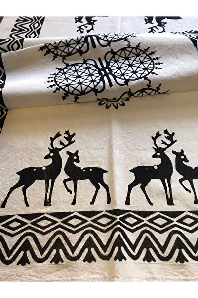 Senfuryahomemoda Geyik DesenliHitit Güneşli Geleneksel uçları boncuk ve püskü...