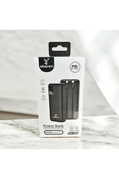 obenim 20000 mAh 22.5W PD Hızlı Şarj Powerbank – Dahili Kablolu & Çift Çıkışlı