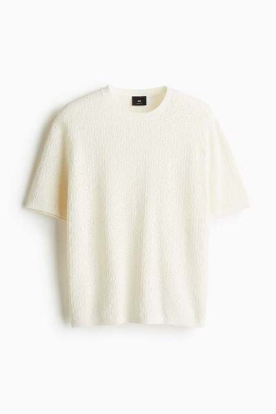 H&M Regular Fit Textured-knit T-shirt