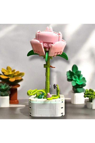 DOSTOYS 104 Piece Pink Rose Building Kit - Realistic and Decorative Building Toy