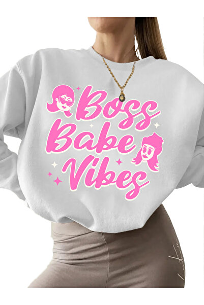 DogFish Hanorac gros unisex alb - Imprimeu Boss, Baby Titlings, 3 fire de ață...