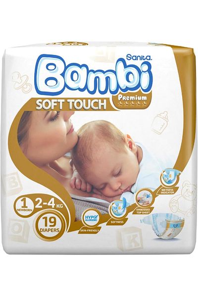 Sanita Bambi Sanita Bambi Best Care Diapers Regular Pack - Size 1, Newborn, 2-4 kg, 19 Diapers