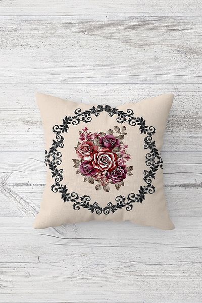 Pelangi Mink Vintage Double Sided Hidden Zipper Rose Bouquet Cushion Throw Pillow Seat Pillowcase