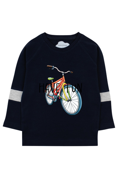 Mavipink Дитячий велосипедний принт, 100% бавовна, довгі рукави, футболка