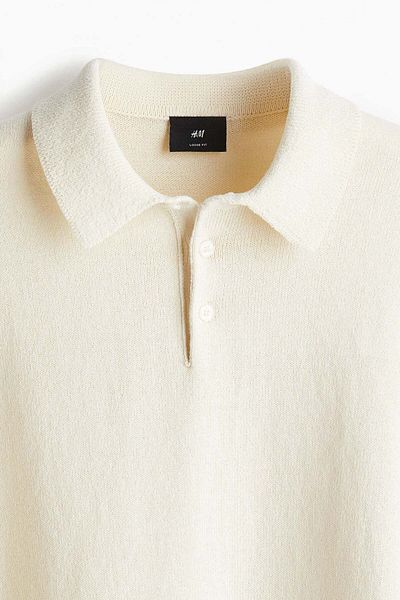 H&M Loose Fit Fine-knit Polo Shirt