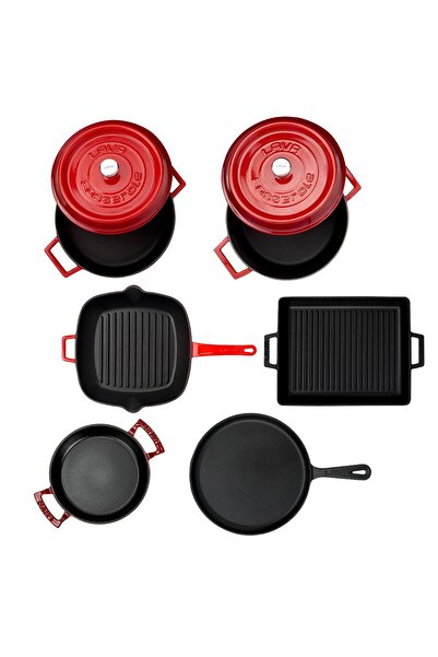 Lava Döküm 6x Trendy Serisi 8 Parça Tencere & Tava Seti