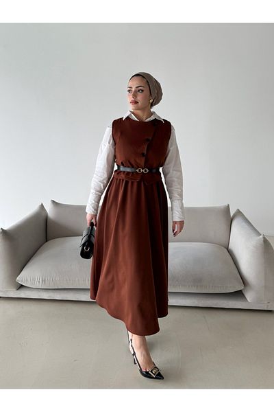 ENSA TESETTUR Σετ κοστούμι με φούστα Melisa Coffee Color