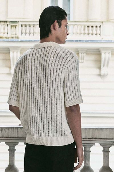 H&M Loose Fit Rib-knit polo shirt
