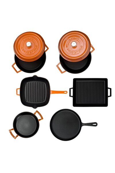 Lava Cast Iron 6X Trendy Series 8 Piece Cookware & Pans Set