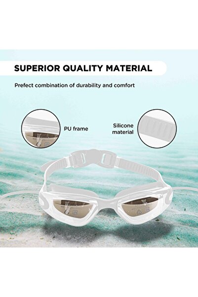 Endless Stylish Swimming Goggle with Anti-Fog & UV Protection | Leak Proof | White | Free Size | Silicon, PU