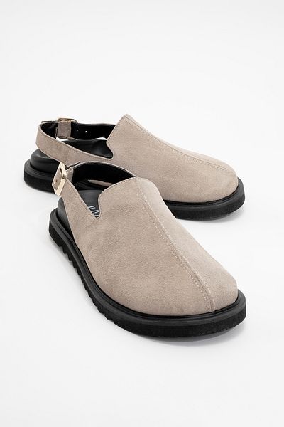 LuviShoes Dámské sandály z pravé kůže LABY béžové semišové