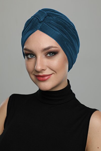 fidan bone Çapraz Plise Bantlı Astarlı Petrol Hazır Türban Tesettür Havuz Bonesi Medikal Kullanıma Uygun