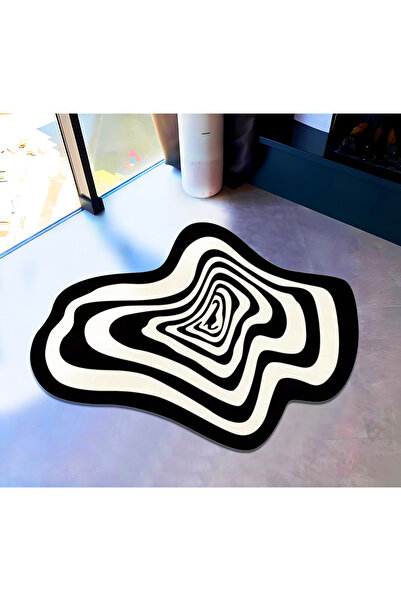 Rugs Modern Halı Buse Koleksiyonu Siyah Beyaz Asimetrik Detaylı Dokuma Taban ...