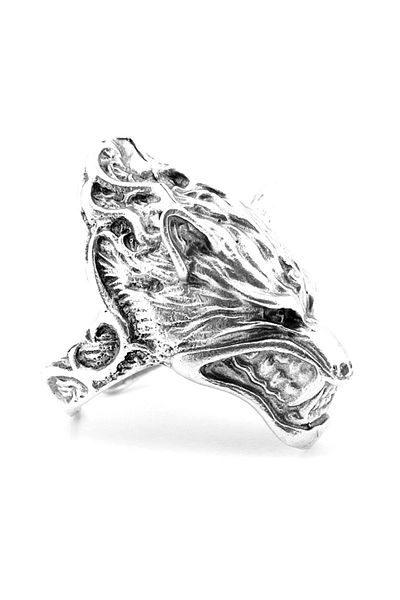 Solfera Men's Brass Ring - Embossing, Wild Wolf Shape, Adjustable Rg079