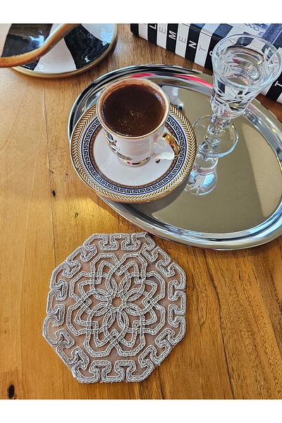 Çeyiz Dantelim Set of 6 French Lace Coffee Presentation Cocktail Napkins