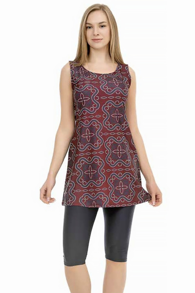 REMSA Semi-Closed Swimsuit with Zero Sleeve Leggings 153-507 Burgundy