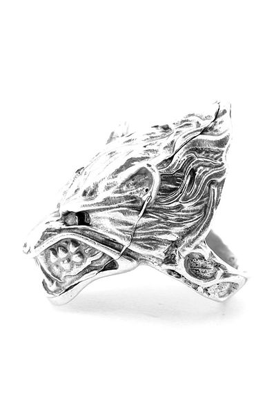 Solfera Men's Brass Ring - Embossing, Wild Wolf Shape, Adjustable Rg079
