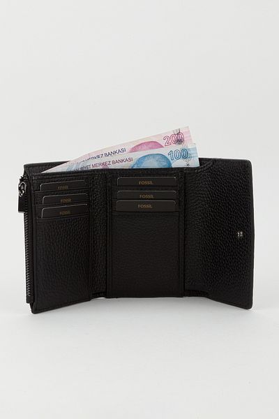 Fossil Boxed Genuine Leather Ice Blue Medium Size Women's Hand Portfolio Card Holder Wallet