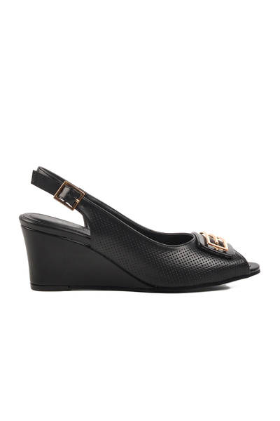 AYAKMOD Black Wedge Heel Women's Heeled Shoes 312334   Z