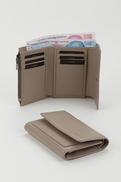 Fossil Boxed Genuine Leather Ice Blue Medium Size Women's Hand Portfolio Card Holder Wallet