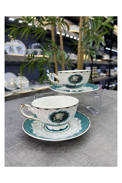 ACAR Green Lux Porcelain 2-Piece Retro Tessa Tea Cup