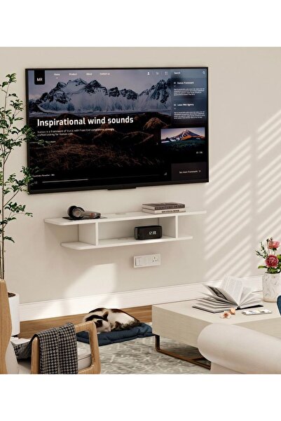 KawDesign Palermo Duvara Monte Tv Ünitesi, Oyun Konsol Standı, Dresuar Beyaz