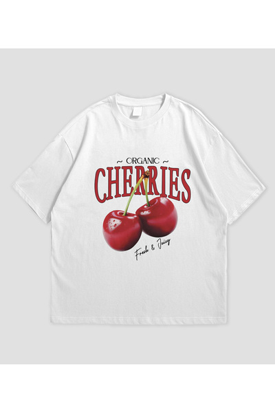 Adrift تي شيرت للجنسين بتصميم الكرز العضوي