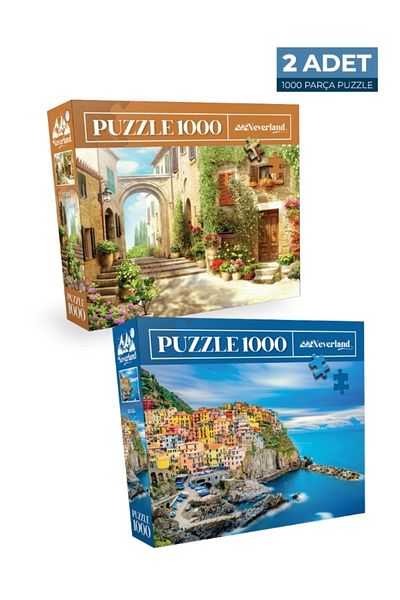Neverland 2 Pcs 1000 Piece Puzzle - Old Street and Cinque Terre