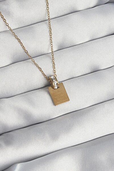 shopwave 316L Steel Chain Gold Color Zircon Stone Love Letter Necklace
